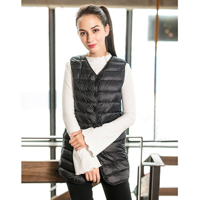 

Intercrew down jacket female 2018 autumn&winter new Korean casual fashion womens down jacket vest womens long section ICS4VD51A black 85S