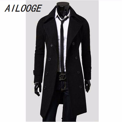 

Mens Trench Coat 2018 New Fashion Designer Men Long Coat Autumn Winter Double-breasted Windproof Slim Trench Coat Men Plus Size