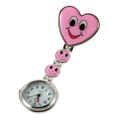 

Heart Shape Cute Smile Face Nurse Quartz Clip-on Fob Pocket Watch Pin Brooch