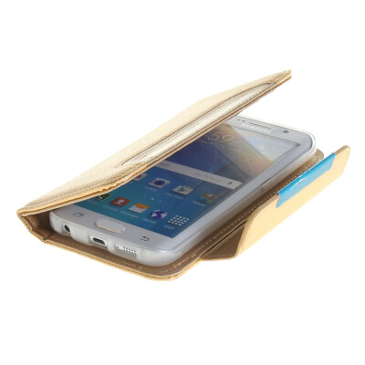 

MOONCASE Wrist Strap Multi Purpose Flip Leather Wallet Card Pouch Back чехол для Samsung Galaxy S6 Edge Gold