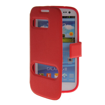 

MOONCASE View Window Leather Side Flip Pouch Stand Shell Back ЧЕХОЛ ДЛЯ Samsung Galaxy S3 I9300 Red