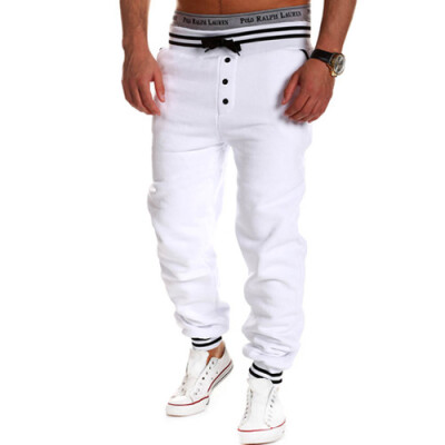 

CT&HF Men Fashion Leisure Pants Cotton Pure Color Slacks Single-Breasted Personality Handsome Sports Pants