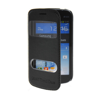 

MOONCASE View Window Leather Side Flip Pouch Stand Shell Back ЧЕХОЛ ДЛЯ Samsung Galaxy S Duos S7562 Black