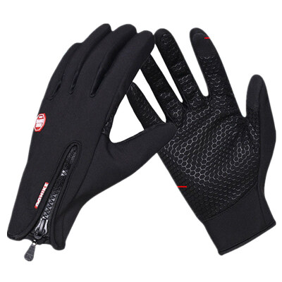 

BOI touch screen gloves autumn&winter riding gloves outdoor climbing non-slip bike long finger wind warm gloves black