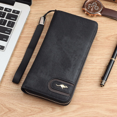 

Mens zipper wallet business leisure retro multi card handbag youth personality handbag man