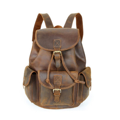 

British retro crazy horse leather shoulder bag large capacity outdoor travel bag mens bag