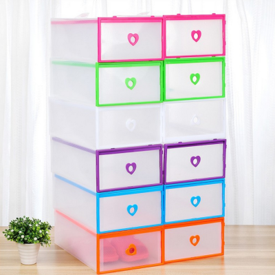 

Female drawer PP plastic wrap transparent thickening storage Heart type shoe box Drawer shoebox