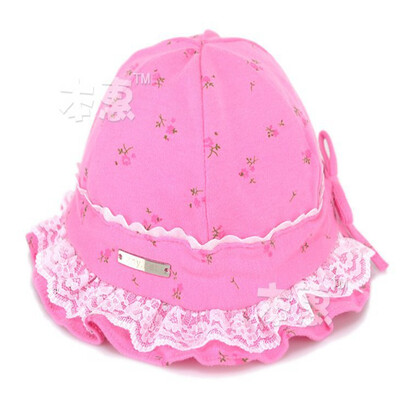

Buebos Ninos Spring Baby Sun Protection Hat Flower Printed Lace Fabric Princess Cap Hat