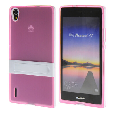 

MOONCASE Huawei Р7 Дело Желе Цвет силиконовый гель ТПУ Тонкий с подставкой обложка чехол для Huawei Ascend P7 розовый