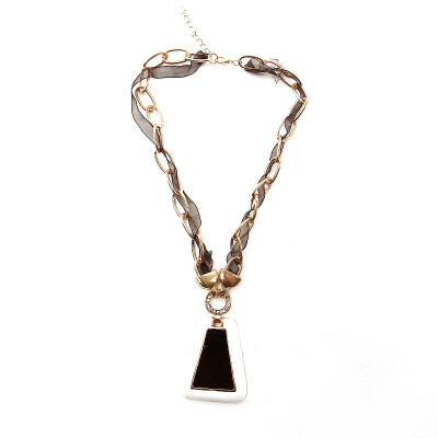 

Trapezoid Geometry Shape Black Gold Plated European Style New Womens Necklace