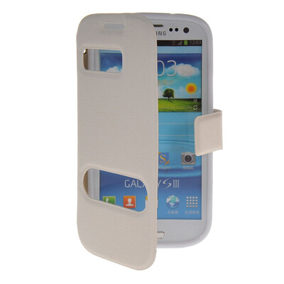 

MOONCASE View Window Leather Side Flip Pouch Stand Shell Back ЧЕХОЛ ДЛЯ Samsung Galaxy S3 I9300 White