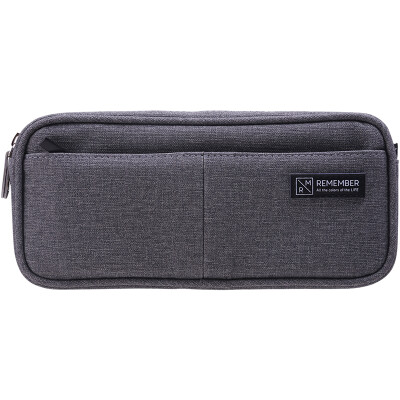 

Deli deli multi-layer large capacity imitation linen pen bag multi-function pencil storage bag business bag student stationery box advanced gray 66782