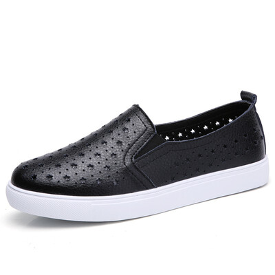 

Autumn Women Leather Loafers Fashion ballet flats sliver white black Shoes Woman Slip On loafers boat shoes Moccasins