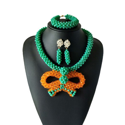 

Orange Green Women Wedding Jewelry Sets African Coral Beads Jewelry Set Ethiopian Jewelry Sets Nigerian Bridal Costume Necklace