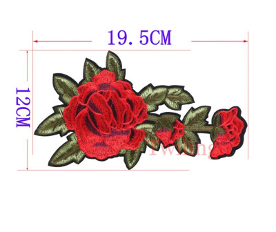 

1 Piece Big Flower Patches Iron on 3D Embroidered Sequined Patch Red Rose Applique Sew On DIY Patch Accessories Clothes Patches