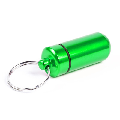 

1PCS Aluminum Pill Box Case Medicine Bottle Holder Container Keychain Waterproof GREEN