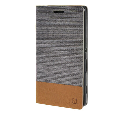 

MOONCASE Sony Xperia C4 чехол Canvas fabric Leather Card Wallet Slot Flip Bracket Back чехол Cover White