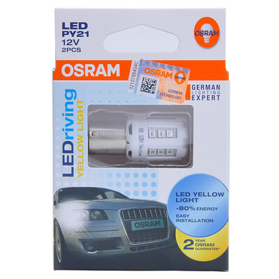 

OSRAM (OSRAM) PY21W Светодиодные фонари загорают лампочку вспомогательного света лампочки легкового автомобиля 7457YE [желтый 12V1W] (2 загрузки)