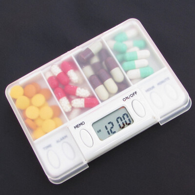 

4 Grid intelligent electronic timing pill case Alarm Timer Pills Reminder storage box Medicine box Organizer pill container