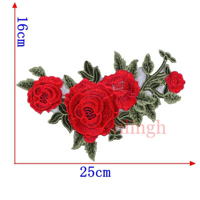

1 Pcs New Brand 3D Patches Big Red Rose Flower Embroidered Patch DIY Iron On Sew On Fabric Repair Clothing For Wedding Patches