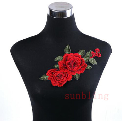 

1pcslot Brand Patches Flowers Embroidered Patch Iron On Red Rose Fabric Repair Sew Badges Clothes Appliques DIY Wedding Sticker