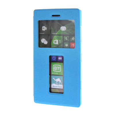 

MOONCASE Сторона Флип жесткий борт тонкий кожаный кронштейн Окно чехол для Nokia Lumia 830 Голубой