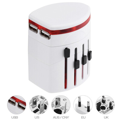 

Universal Worldwide Travel Power Plug Wall AC Adapter Conversion Socket Dual USB Charging Port Charger