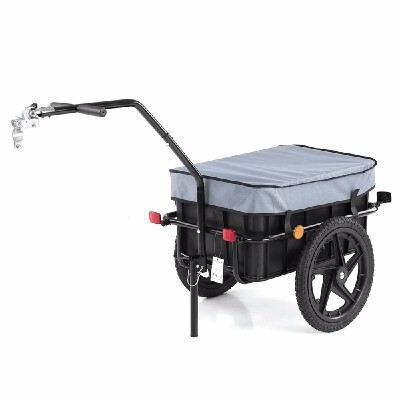 

IKayaa Bike Cargo Trailer Hand Wagon Bicycle Luggage Storage Trailer Cart Carrier W Removable Transportation Box & Cover