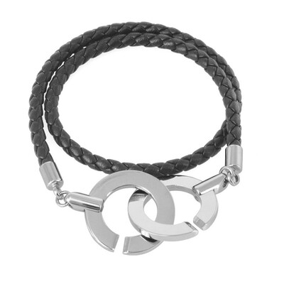 

Punk Double Circle Clasp Multi Layer Genuine Leather Bracelet