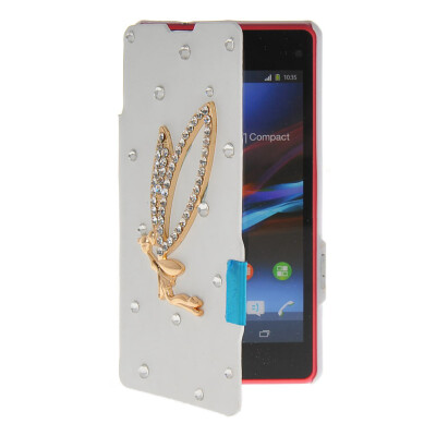 

MOONCASE Rhinestone Crystal Ultre Slim Leather Side Flip Wallet Shell Back Case Cover for Sony Xperia Z1 Compact (Mini) White