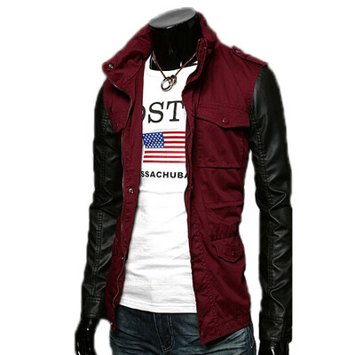 

Zogaa New Autumn And Winter Mens Jacket PU Splicing Casual Fashion