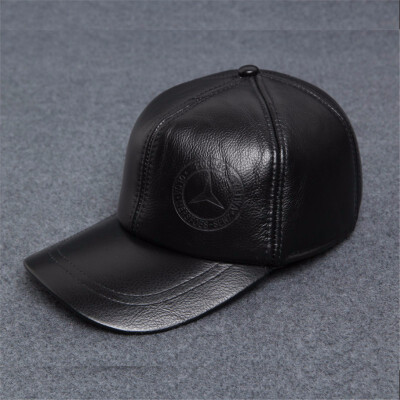 

100 Genuine Leather Baseball Cap New Mens Real Leather Cap Male Adult Solid Adjustable Army Hat Winter Warm Peaked Cap B-0572