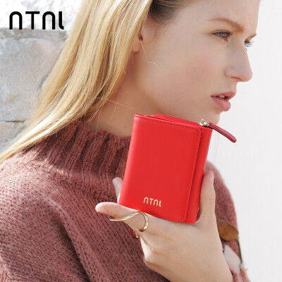 

NTNL small purse womens short 2018 new small fresh triple fold fold zero wallet genuine leather multifunctional wallet