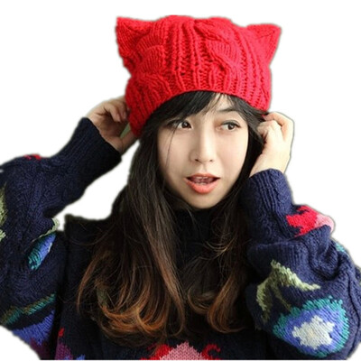 

женщины зимой Beanie наполеон бонапарт, плетеные вязать лыжи кпп ухо шерстяную шапку hat красного