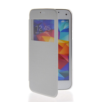 

MOONCASE Ultra Thin Leather Side Flip Pouch Hard board Shell Back ЧЕХОЛ ДЛЯ Samsung Galaxy S5 Mini White