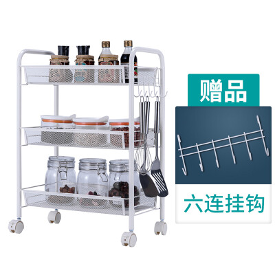 

SINGAYE Multifunctional storage rack 442662cm Kitchen basket Drain trolley Bathroom three-tier storage rack Ivory white sn414W