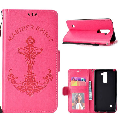 

MOONCASE Huawei Y9 2018 Embossed Mermaid Anchor Leather Case - Rose Red