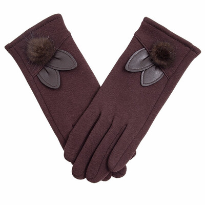 

Faux fur winter ladies gloves furry lining warm outdoor riding anti-freeze city needs gloves hair ball decoration discount