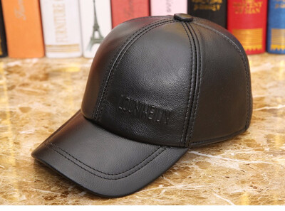 

100 Genuine Leather Baseball Cap Male Winter Sheep Skin Hat Adjustable Adult Fashion Leather Hat Father Mens Leisure Hat B-7275