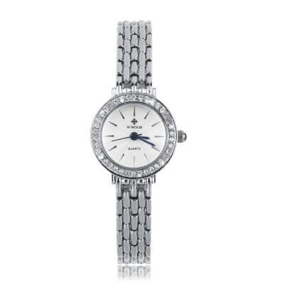 

WWOOR Women Stainless Steel Round Dial Crystal Quartz Analog Wrist Watch