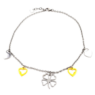 

Four Leaf Clover Heart Shape Charm Bracelet