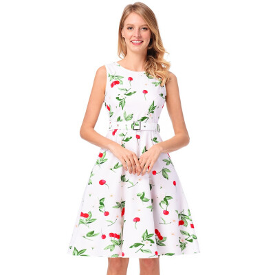 

Vintage Summer Women Dresses With Floral Print Party Sleeveless O-neck Elegant&Sexy Boho Dress For Female Plus Size