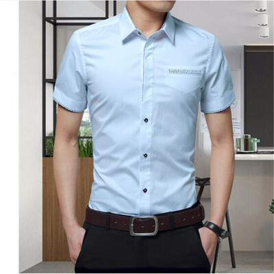 

2017 Summer New Mens Shirt Brand Luxury Men Cotton Short Sleeves Dress Shirt Turn-down Collar Cardigan Shirt Men Clothes