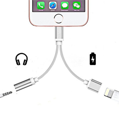 

2 in 1 Audio Adapter 8 Pin 2 to 35mm Aux Headphone Jack for iphone 7 Plus 7 adapter for listen to music&charge only