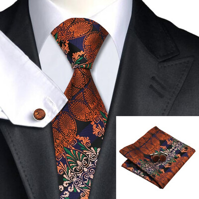 

2016 New Hot selling Vogue Men Silk Tie Set High Quality 100 Silk Necktie Handkerchief Cufflink Set for Formal Wedding Party
