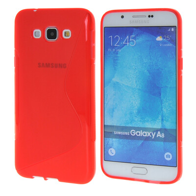 

MOONCASE Galsxy A8 Case S - Line Flexible Durable Silicone Gel TPU Skin Slim Case Cover for Samsung Galsxy A8 Red