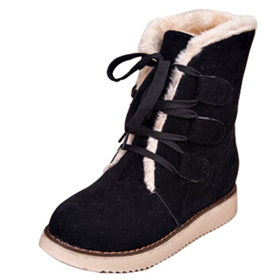 

Winter Womens Fur Lining Round Toe Lace Up Warm Ankle Boots Martin Snow Shoes