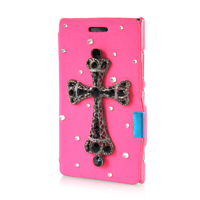 

MOONCASE Luxury Flower Crystal Leather Side Flip Wallet Pouch Case Cover for Nokia Lumia 925