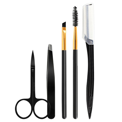 

UPLUS beginner stainless steel intensive eyebrow repair tool set of 5 eyebrow set makeup cut eyebrow clip eyebrow brush spiral eyebrow brush eyebrow knife unisex