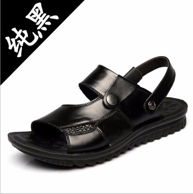 

Summer mens leather outdoor recreation dual-use cool slippers dad shoes cow leather beach shoes